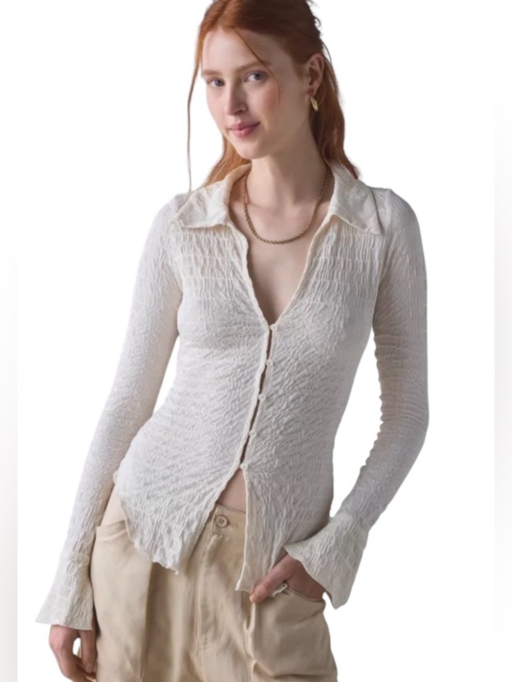 NWT Urban Outfitters Sheer Lace Button Front Top XS Coquette Fairy Grunge Boho